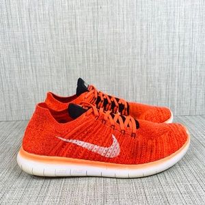 Nike Free RN Flyknit Orange Bright Crimson Sz 12